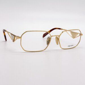 NEW PRADA EYEGLASSES PRA53V 5AK1O1, PR A53V 5AK1O1 GOLD UNISEX EYEWEAR VPR A53 5